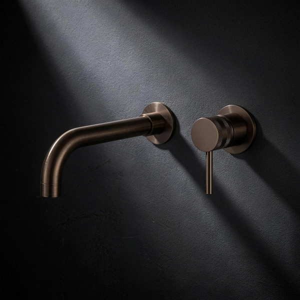 Fonte Wall-Mounted Basin Mixer in Cast Bronze — 240mm spout