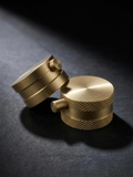 Fonte Bath Shower Mixer — the two handles supplied, knurled and smooth, in Cast Brass