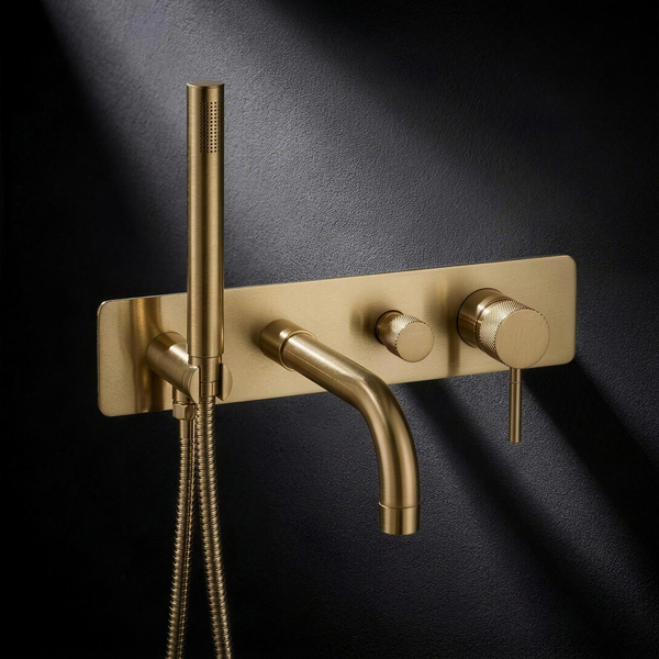 Fonte Wall-Mounted Bath Shower Mixer in Cast Brass