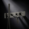 Fonte Wall-Mounted Bath Shower Mixer in Cast Gunmetal