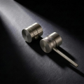 Fonte Wall-Mounted Bath Shower Mixer — the two handles supplied, knurled and smooth, in Cast Nickel