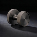 Asta Knob in Cast Gunmetal, knurled drum knob on a knurled concealed rose