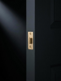 Cast Latch in Cast Brass, installed in a charcoal door edge