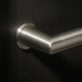 Velo Lever Round mini rose and mitred neck detail, Cast Nickel