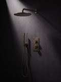 Fonte Shower Set — Cast Bronze, round head, smooth dials