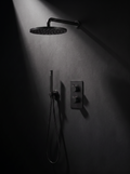 Fonte Shower Set — Cast Black, fluted head, knurled dials
