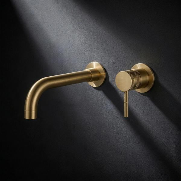Fonte Wall-Mounted Basin Mixer in Cast Brass — 240mm spout